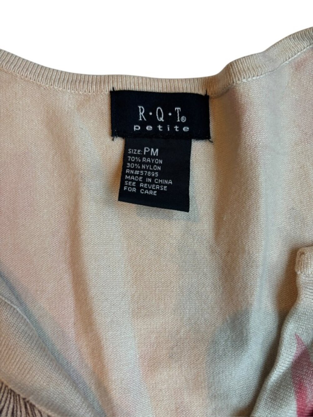 R.Q.T. Women's Tan Floral Casual Light Sweater - Picture 4 of 6
